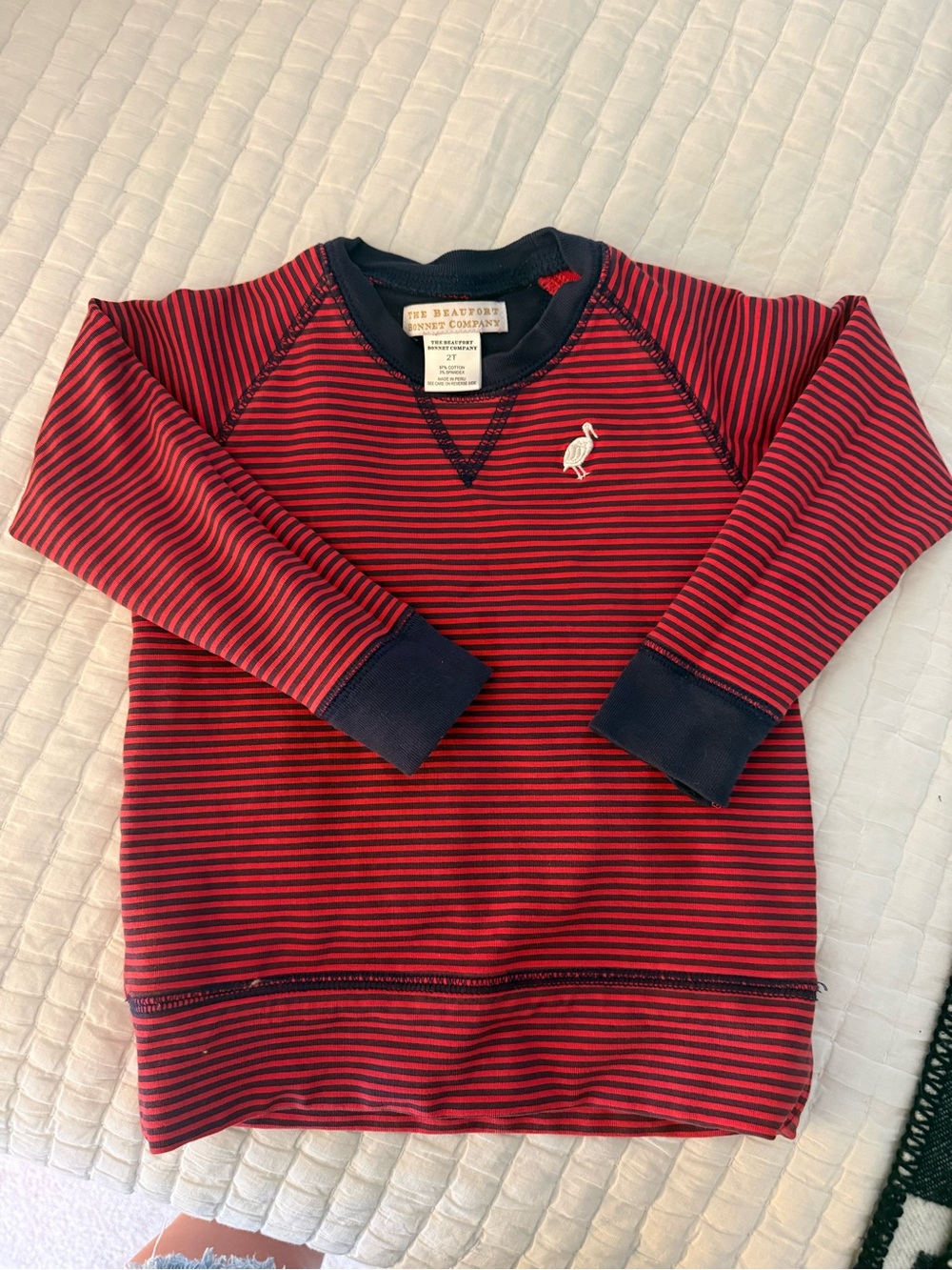 The Beaufort Bonnet Company Red & Navy Striped Men’s Crewneck Sweater